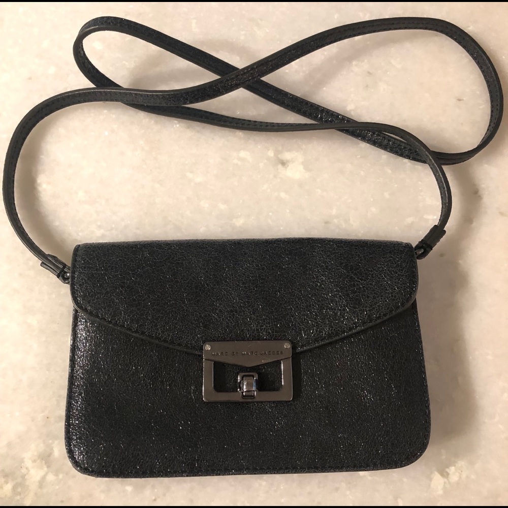 Marc by Marc Jacobs Black Crackled Leather Clutch